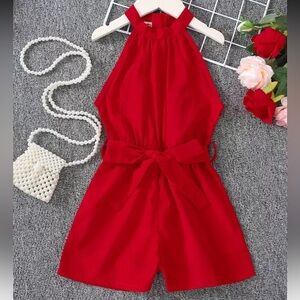 Chic Red Halter Romper